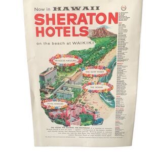 Vintage 1949 Sheraton Hotels Now in Hawaii Ad Advertisement